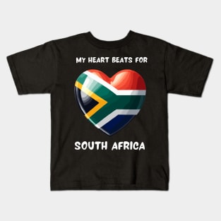 My Heart Beats For South Africa Flag Kids T-Shirt